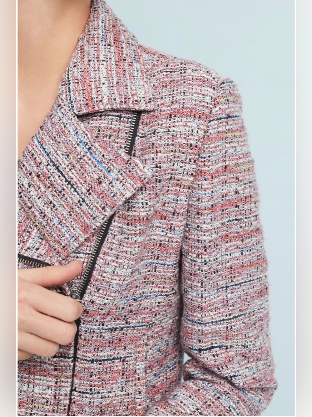 cupcakes & cashmere Canter Pink Tweed Moto Jacket, size M - Picture 3 of 12